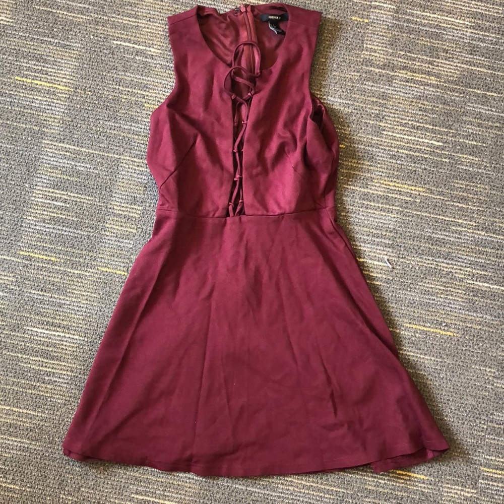 maroon cutout criss cross dress